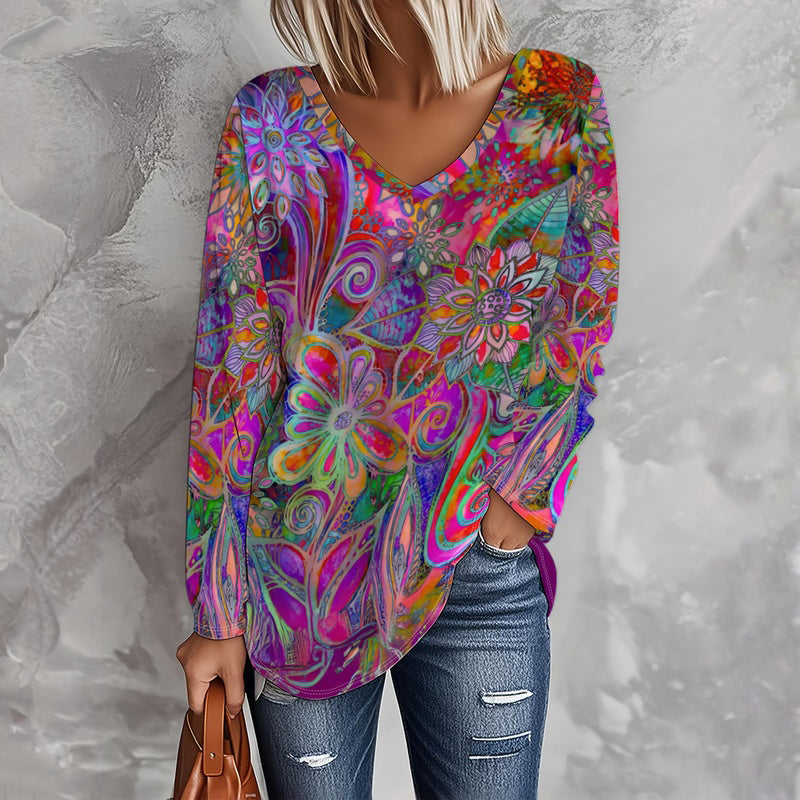 Blusa Vintage con Estampado Floral